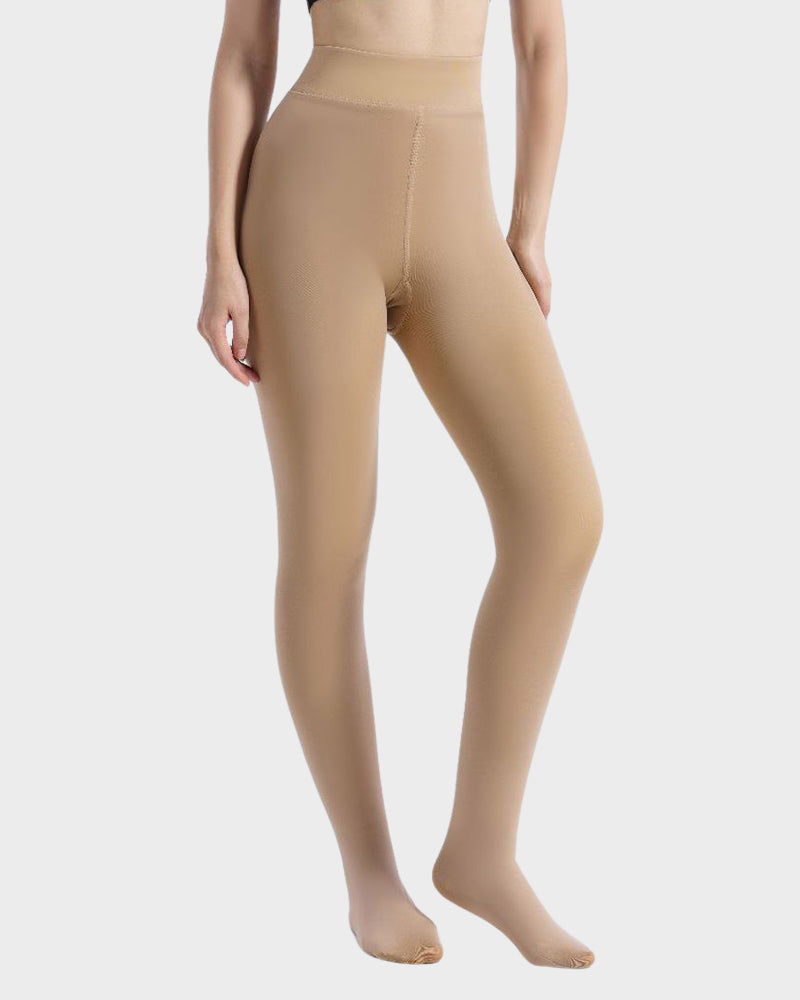 Semi-Transparante Fleece Gevoerde Panty's met Enkele Naad