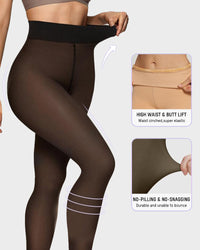 Semi-Transparante Fleece Gevoerde Panty&