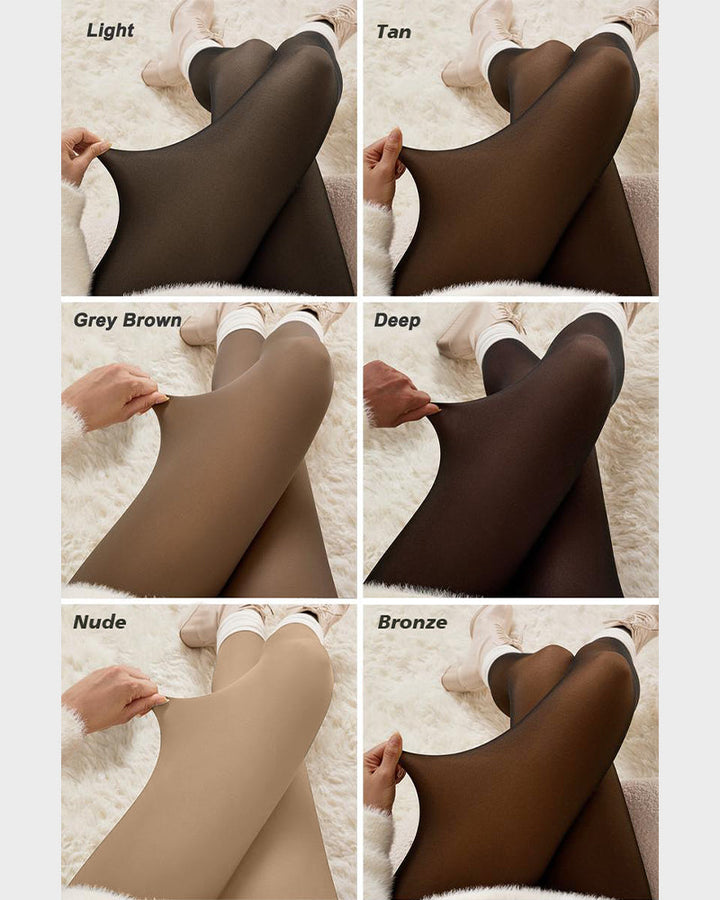 Semi-Transparante Fleece Gevoerde Panty's met Enkele Naad