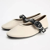 Virelle Stud – Leren Mary Jane Ballerina&