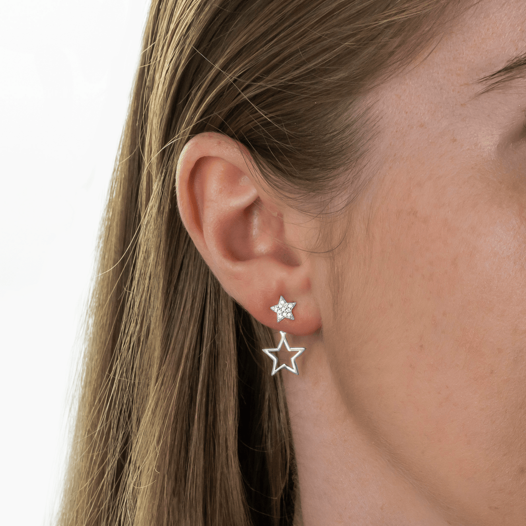 Verblindende Ster Oorbellen - Zilver