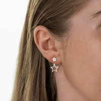 Verblindende Ster Oorbellen - Zilver