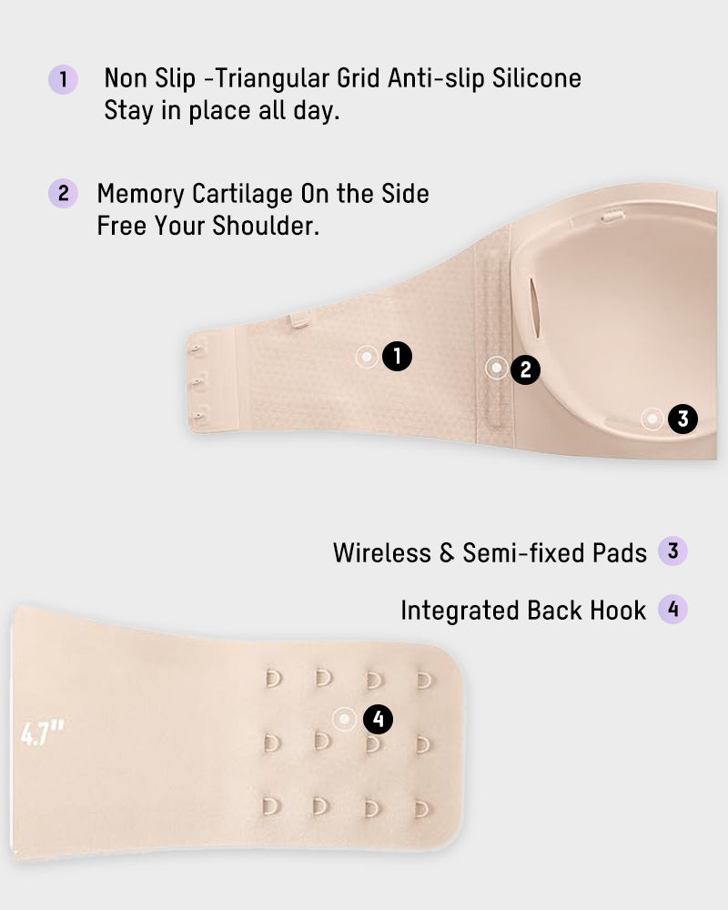 Strapless draadloze voorgevormde bandeaubeha