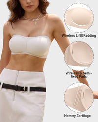 Strapless draadloze voorgevormde bandeaubeha