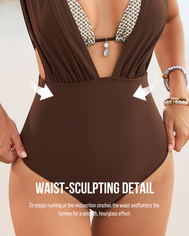Tweedelige geplooide halterbikini