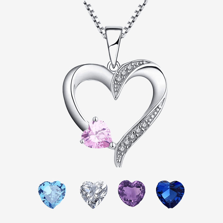 Mijn hele leven - Sterling zilveren Heilig Hart ketting - 5 kleuren