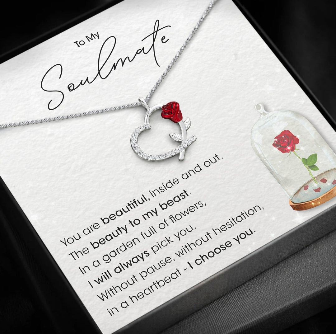 Zielsverwant - Roze Hart Ketting