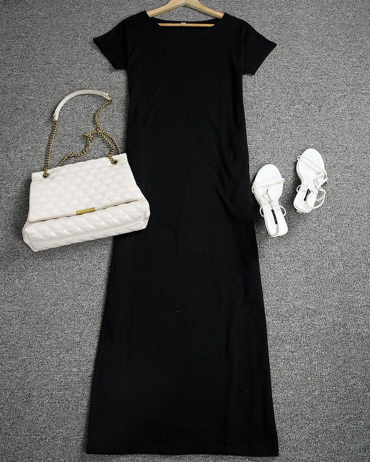 Maxi-jurk met vleermuismouwen en off-shoulderhalslijn