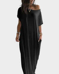 Maxi-jurk met vleermuismouwen en off-shoulderhalslijn