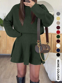 Dames Halflange Col Trui Jurk met Lange Mouwen