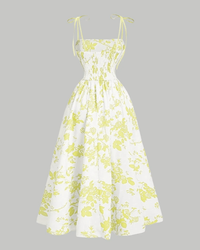 Midi Cami-jurk met Bloemenprint en Strikbandjes, Geschikt voor Grotere Maten