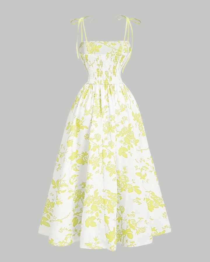 Midi Cami-jurk met Bloemenprint en Strikbandjes, Geschikt voor Grotere Maten