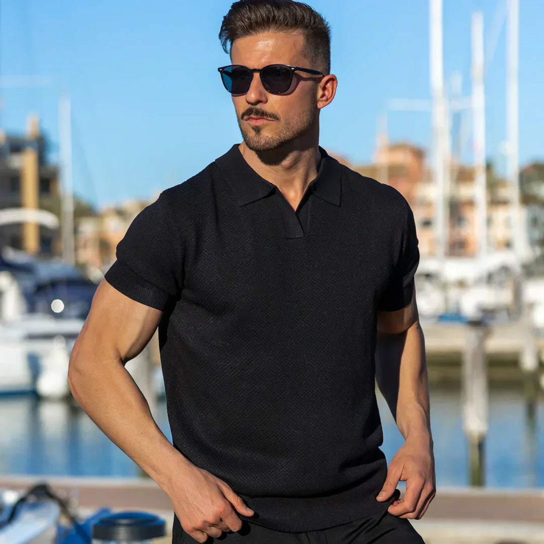 Lugano Getextureerd V-Hals Poloshirt