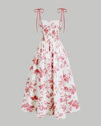 Midi Cami-jurk met Bloemenprint en Strikbandjes, Geschikt voor Grotere Maten