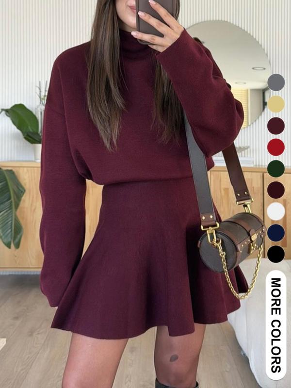 Dames Halflange Col Trui Jurk met Lange Mouwen