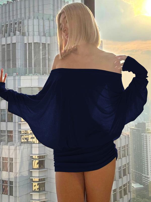 Off-shoulder doorschijnende mini-jurk met ruches voor feestjes en vakanties