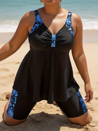 Azure Bloom Tankini Set Grote Maten