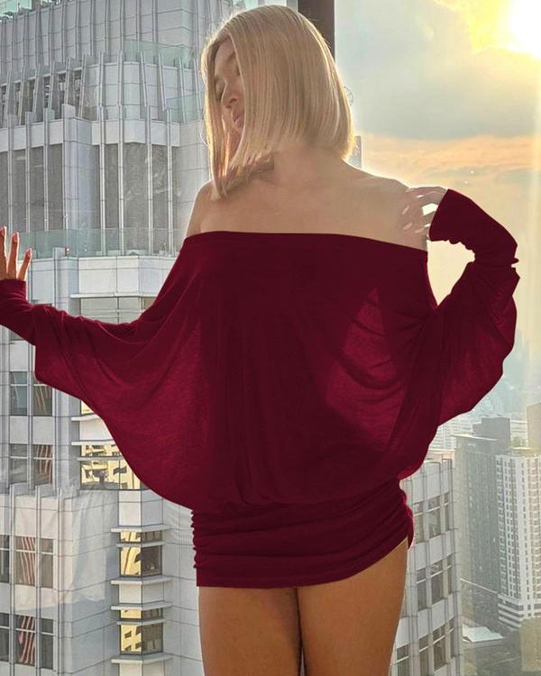 Off-shoulder doorschijnende mini-jurk met ruches voor feestjes en vakanties
