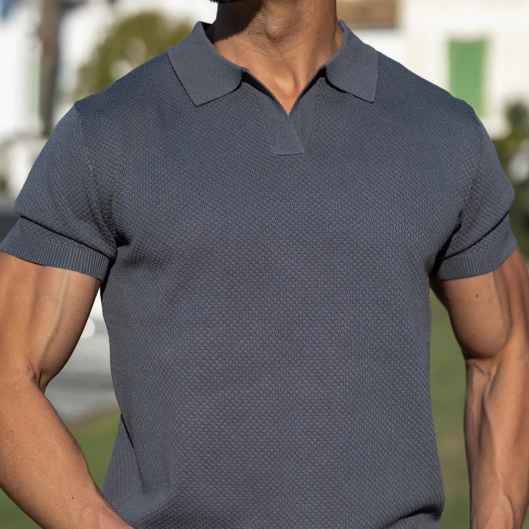 Lugano Getextureerd V-Hals Poloshirt