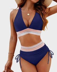 High-Waist Bikini Sets met Buikcontrole en Kleurblokken