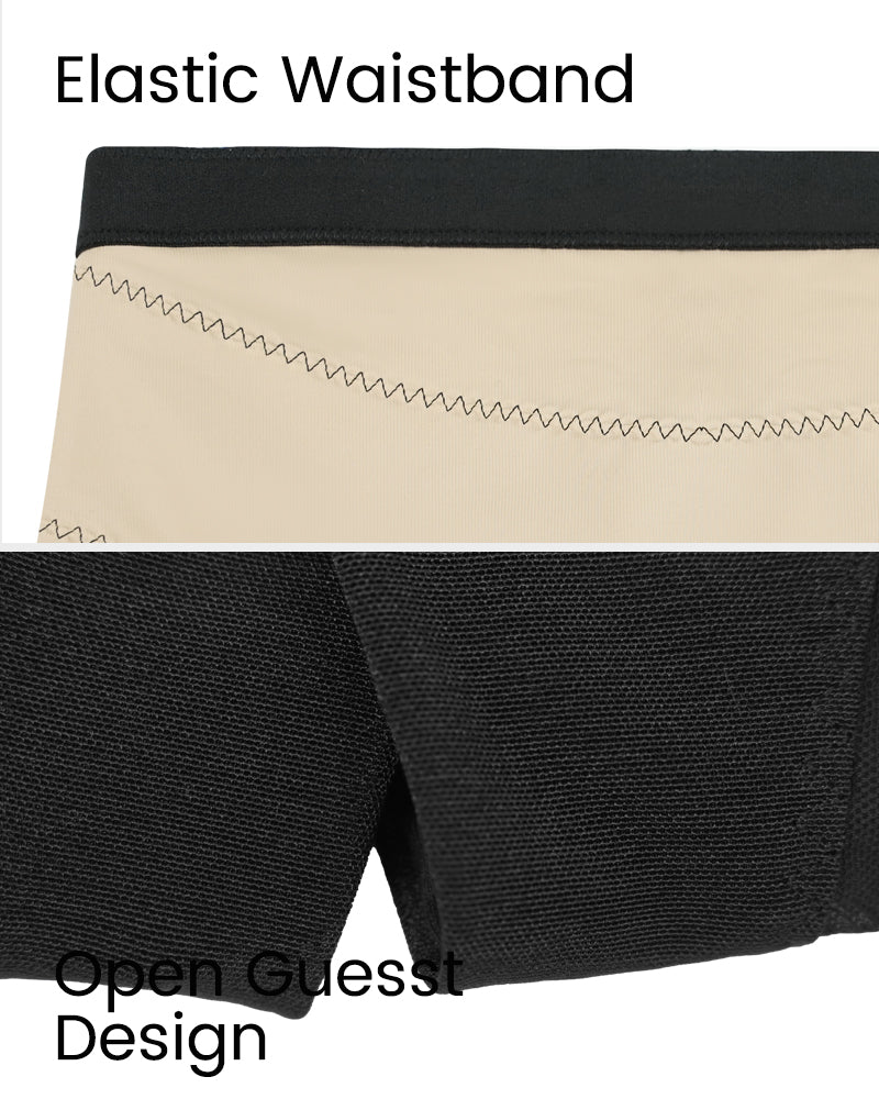 High-Waist Criss-Cross Mesh Corrigerende Shorts tot Halverwege de Dij