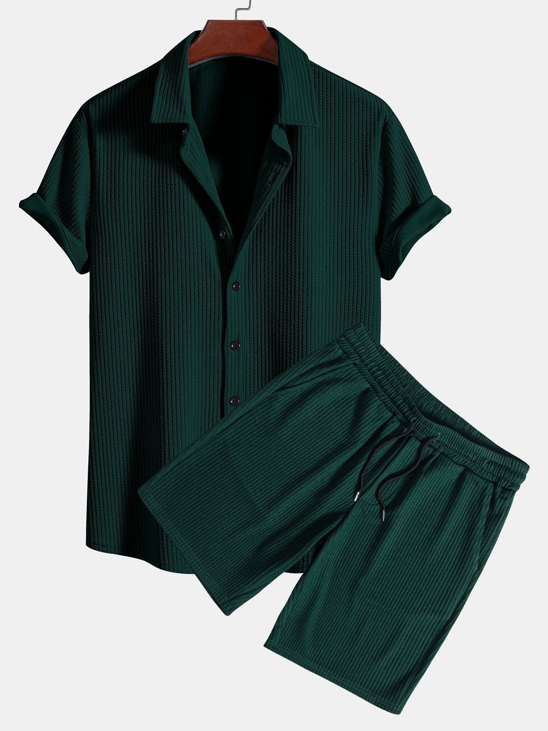 Palermo Set van Shirt met Textuur en Korte Broek