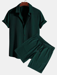 Palermo Set van Shirt met Textuur en Korte Broek