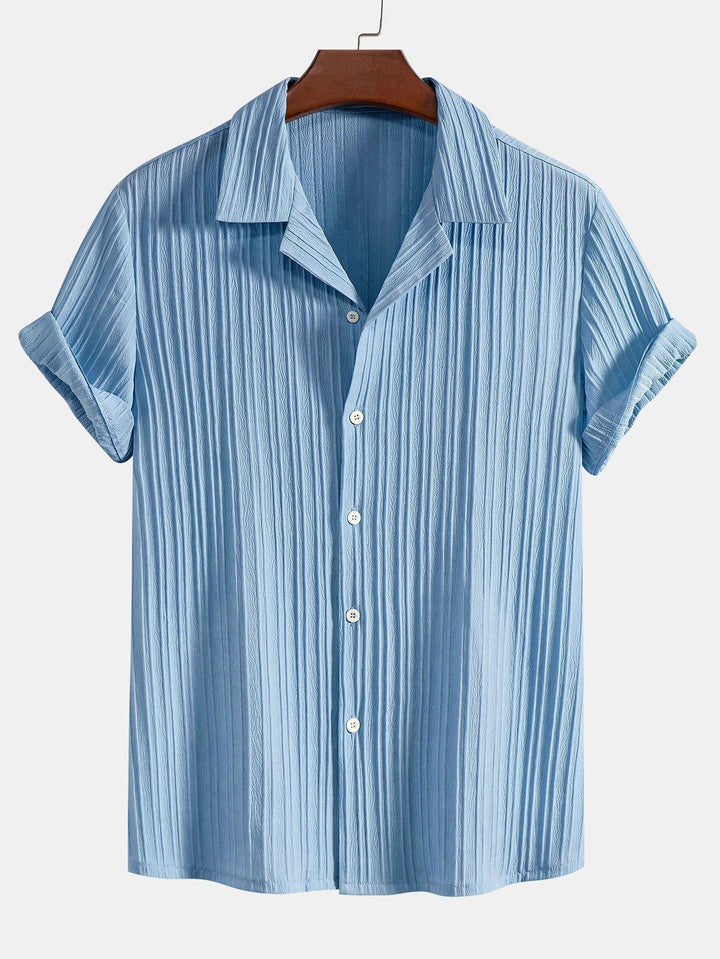 Como Meer Getextureerd Katoenen Camp Collar Shirt