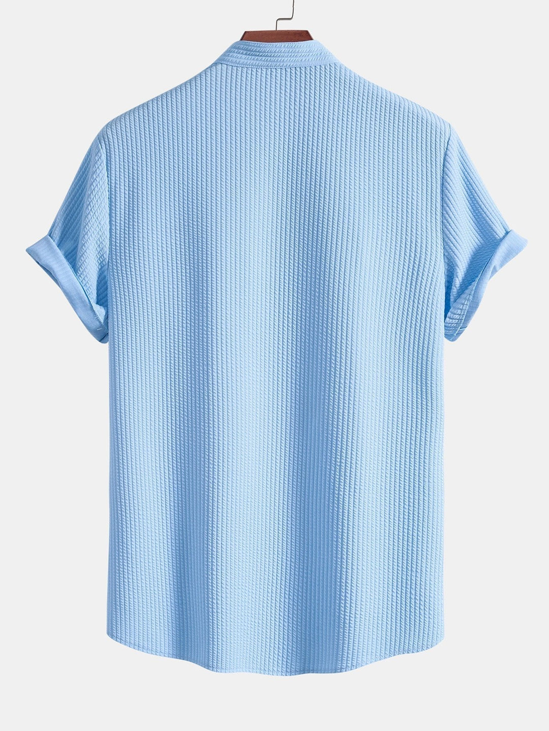 Monaco Geribbeld Katoenen Shirt Met Mandarijnkraag