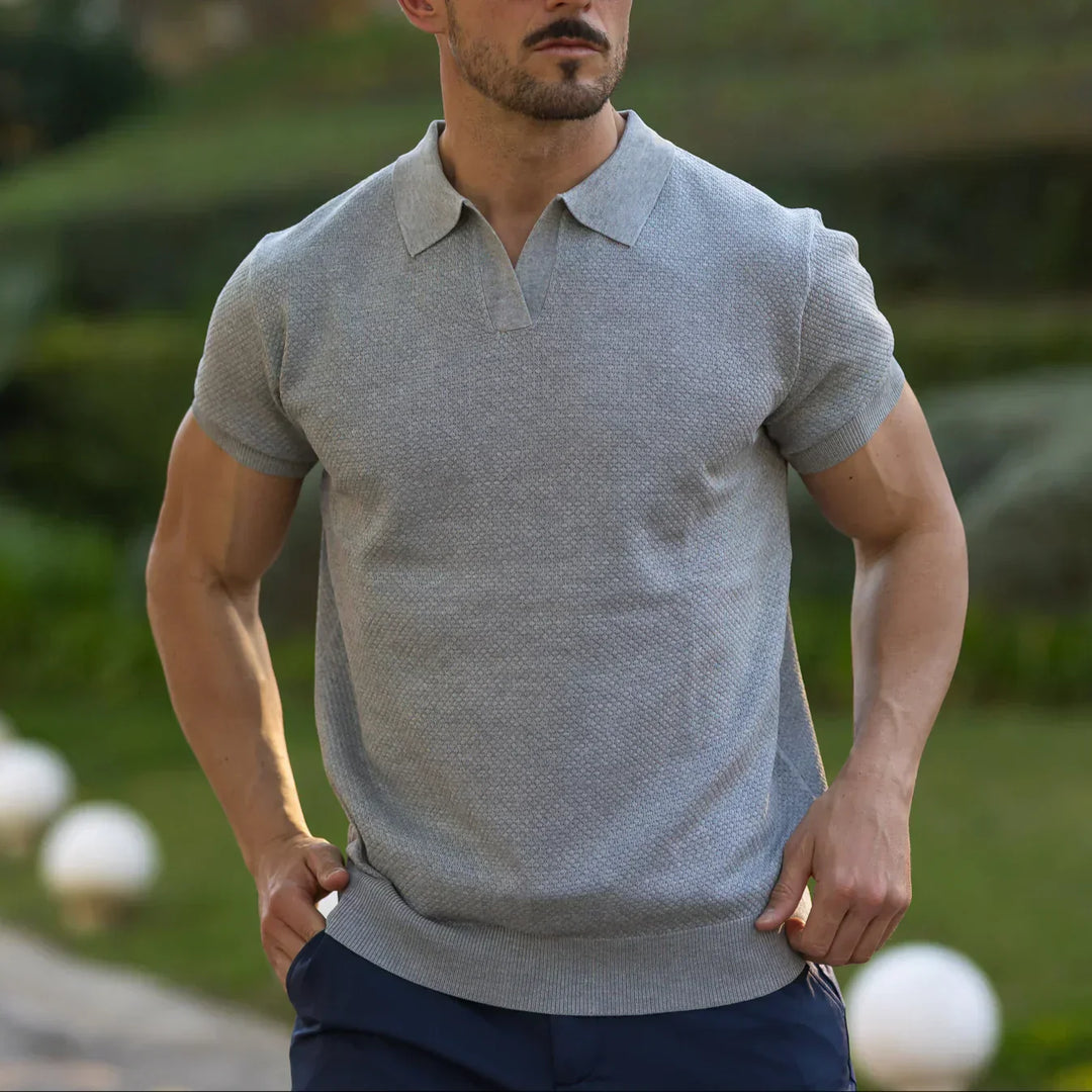 Lugano Getextureerd V-Hals Poloshirt