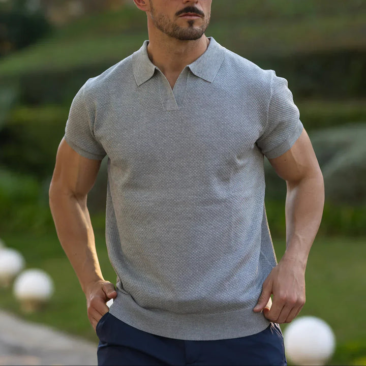 Lugano Getextureerd V-Hals Poloshirt