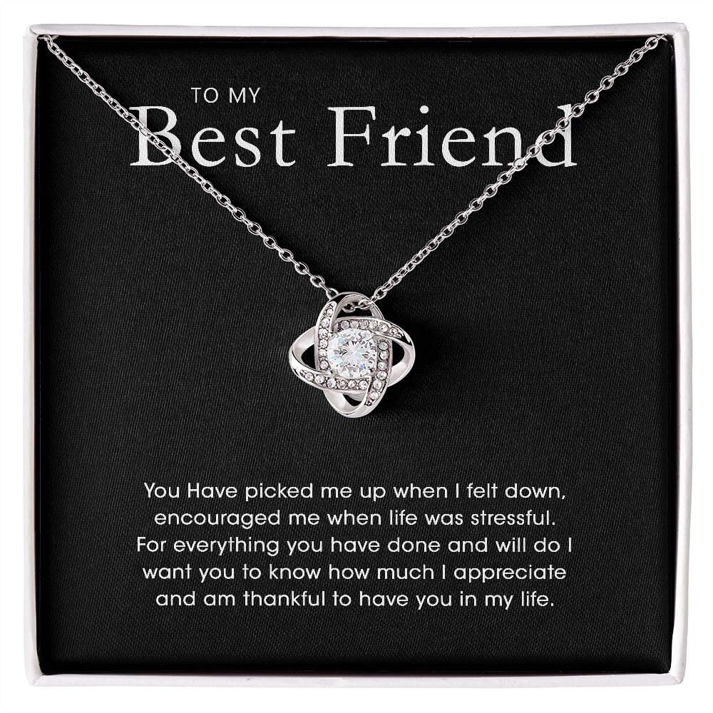 Aan Mijn Beste Vriendin - Zilveren Liefdesknoop Ketting