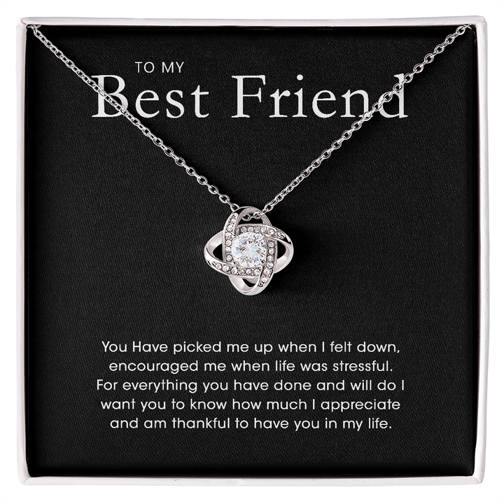 Aan Mijn Beste Vriendin - Zilveren Liefdesknoop Ketting