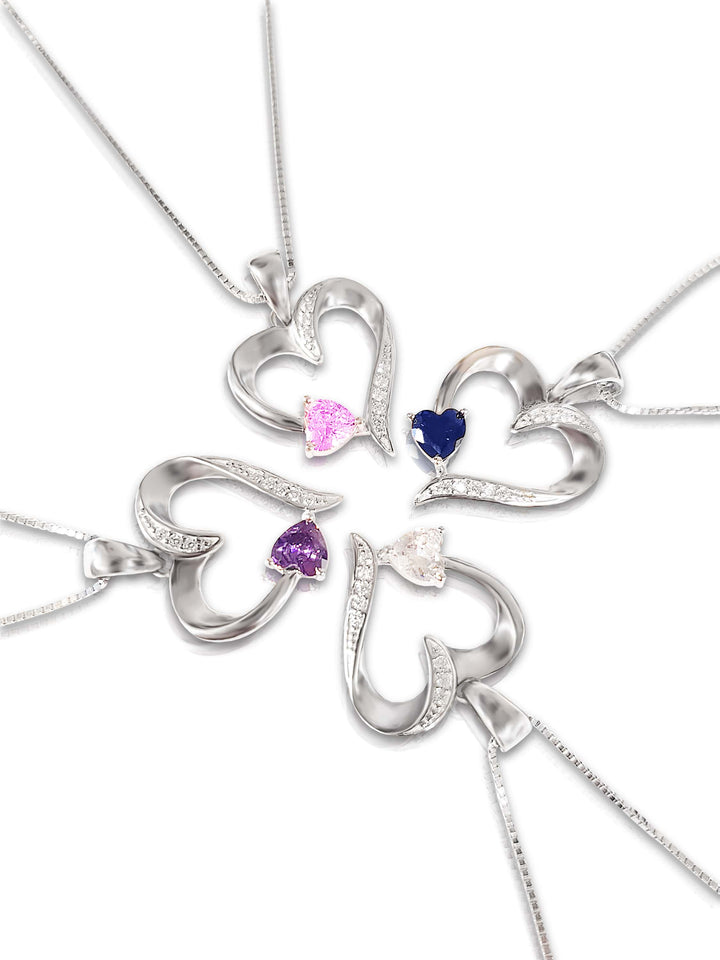 "Met heel mijn hart" - Sterling Zilveren Heilig Hart Ketting - 5 Kleuren
