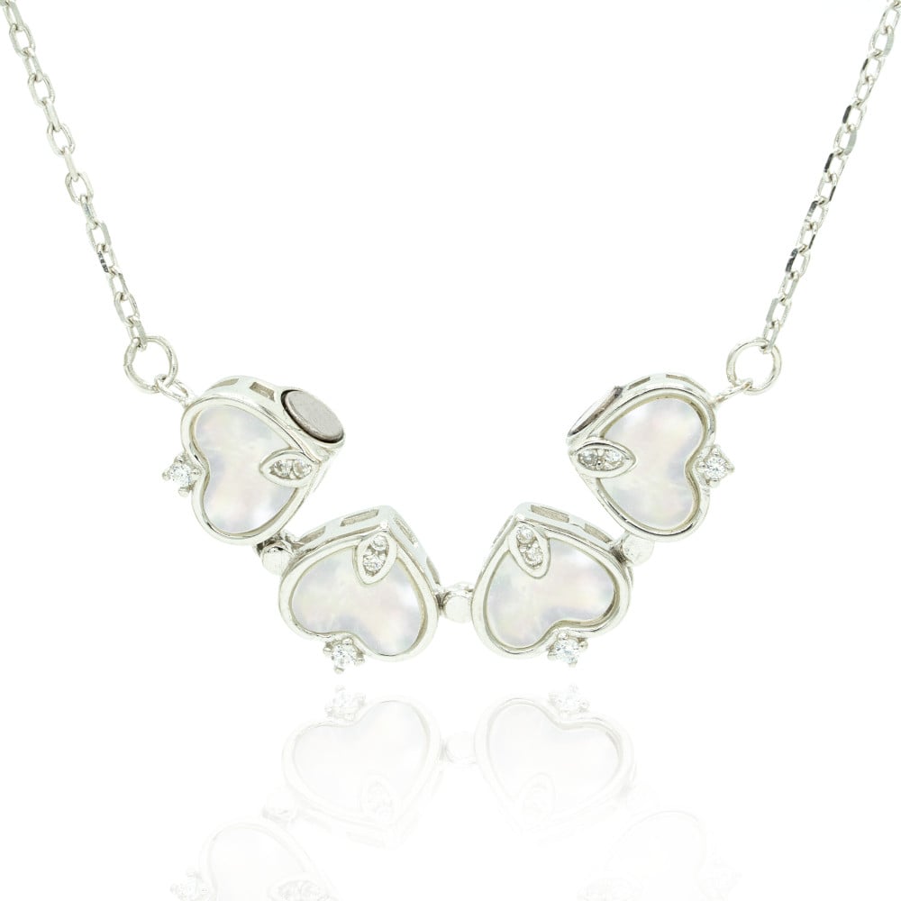 Sterling Zilver Magnetische Schelp Vouwbare Klavertje Vier Ketting