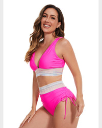 High-Waist Bikini Sets met Buikcontrole en Kleurblokken