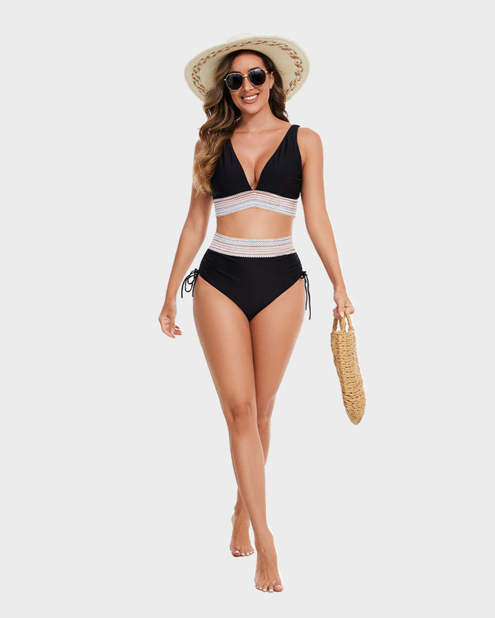 High-Waist Bikini Sets met Buikcontrole en Kleurblokken