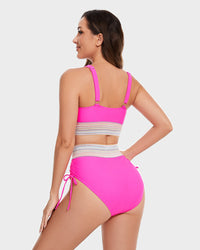 High-Waist Bikini Sets met Buikcontrole en Kleurblokken