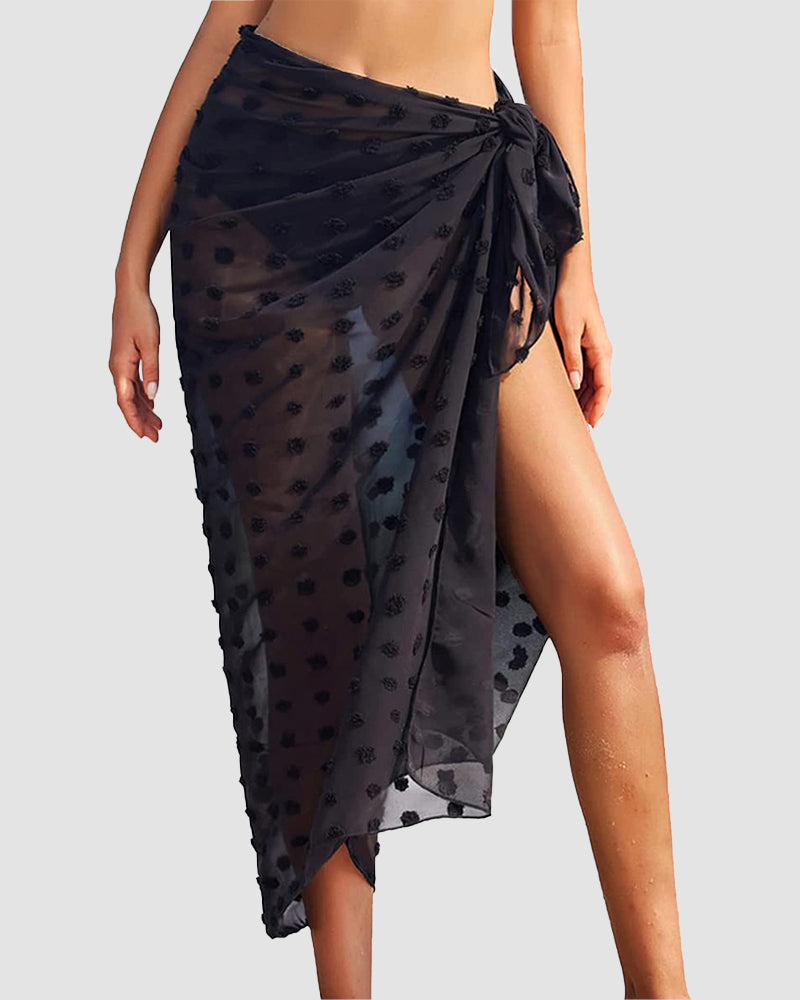 Midi Sarong Lange Doorzichtige Pareo met Strik aan de Zijkant