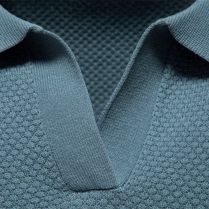 Lugano Getextureerd V-Hals Poloshirt