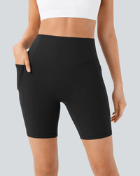 ⏳Tijdelijke aanbieding🎉High Waisted Butt Lifting Tummy Control Shaping Training Shorts met zijzakken 7"
