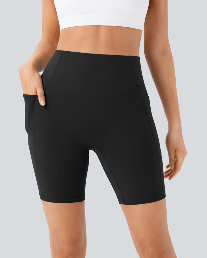 ⏳Tijdelijke aanbieding🎉High Waisted Butt Lifting Tummy Control Shaping Training Shorts met zijzakken 7"