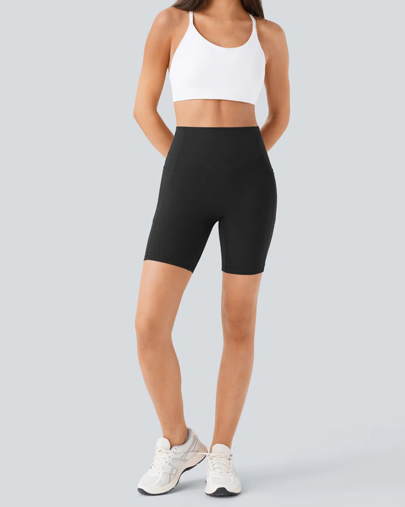 ⏳Tijdelijke aanbieding🎉High Waisted Butt Lifting Tummy Control Shaping Training Shorts met zijzakken 7"