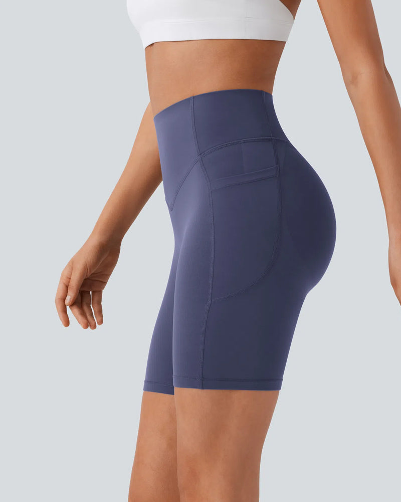 ⏳Tijdelijke aanbieding🎉High Waisted Butt Lifting Tummy Control Shaping Training Shorts met zijzakken 7"