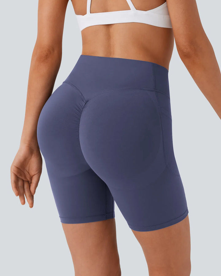 ⏳Tijdelijke aanbieding🎉High Waisted Butt Lifting Tummy Control Shaping Training Shorts met zijzakken 7"