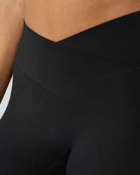 Stijlvolle Yoga Legging Met Hoge Taille, Overlappend Contrast Kantpaneel