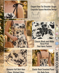 Midi Cami-jurk met Bloemenprint en Strikbandjes, Geschikt voor Grotere Maten
