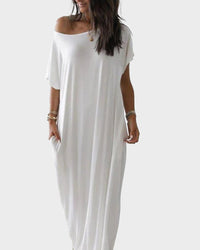 Maxi-jurk met vleermuismouwen en off-shoulderhalslijn